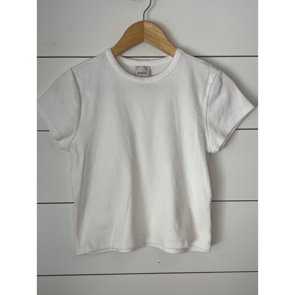 Maeve Anthropologie White Baby Tee minimalist Short Sleeve y2k L closet staple